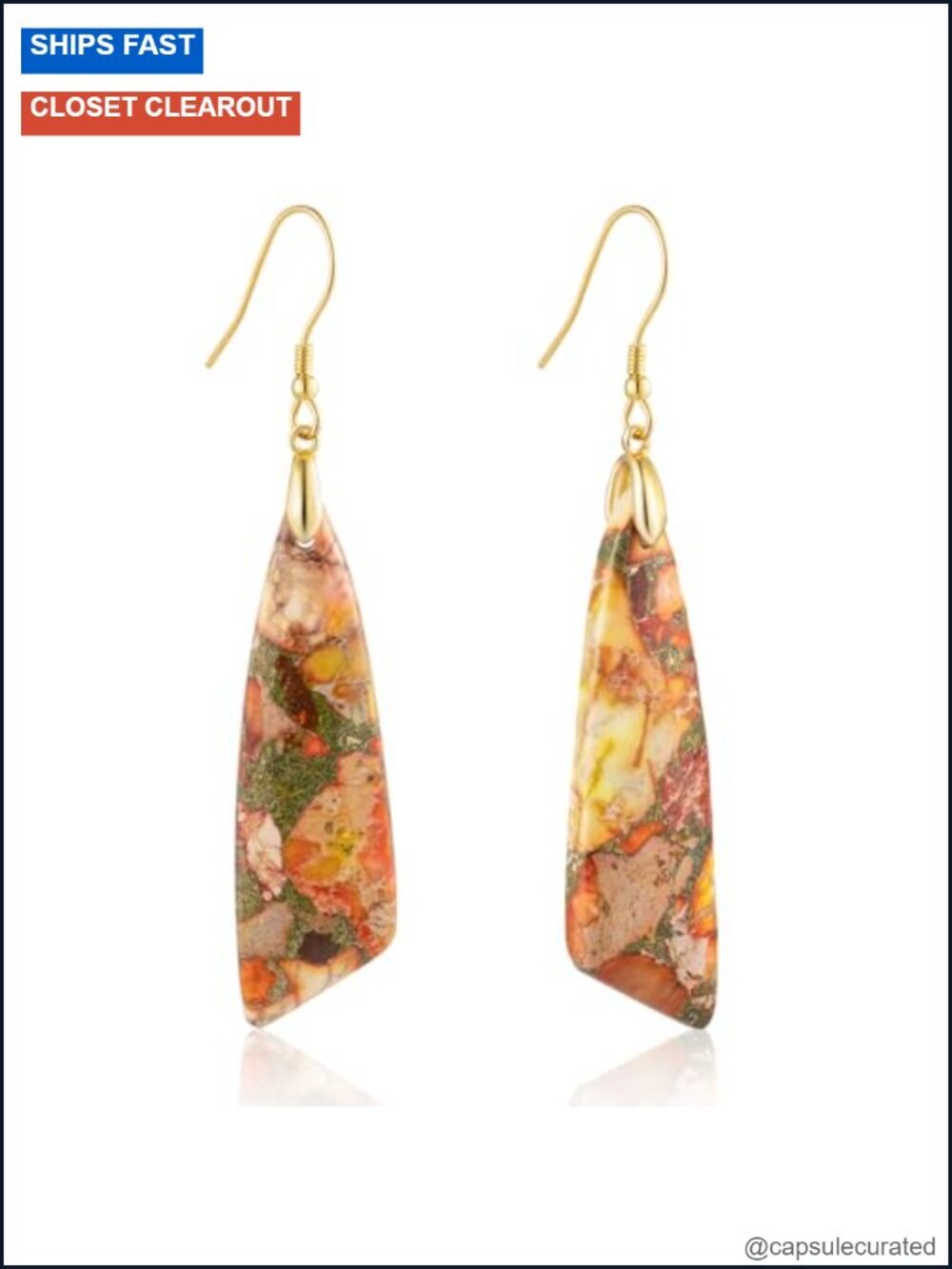 Sterling Silver Hook Dangle Earrings Trendy Stone Drop Earrings